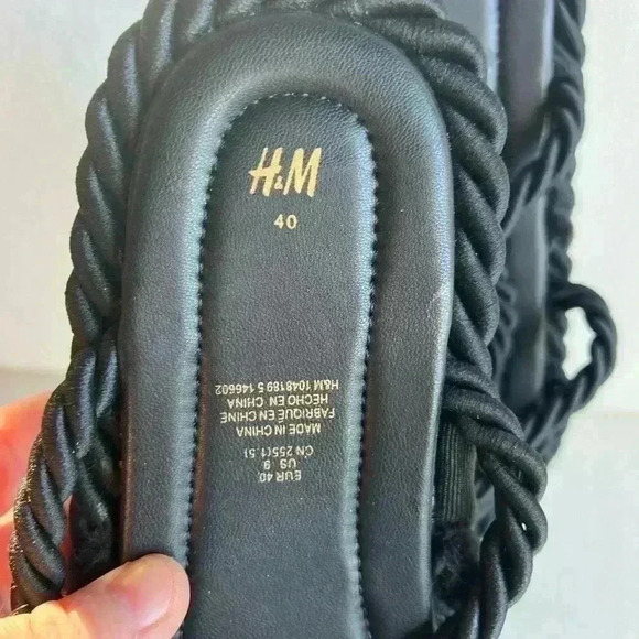 like new! Black rope sandals H&M size 9 sailor 50s 70s boho - Picture 4 of 7